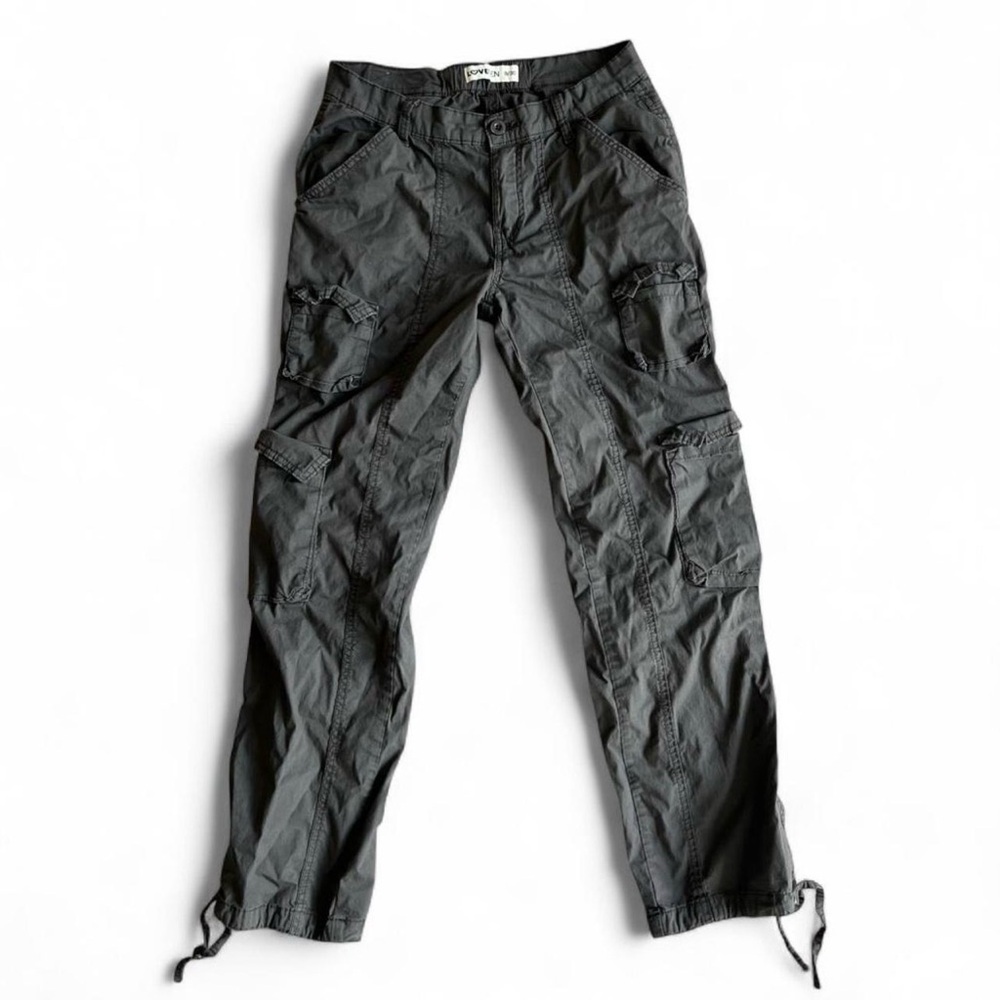 Y2K cute charcoal grey cargo pants with multiple pockets - Picture 2 of 4